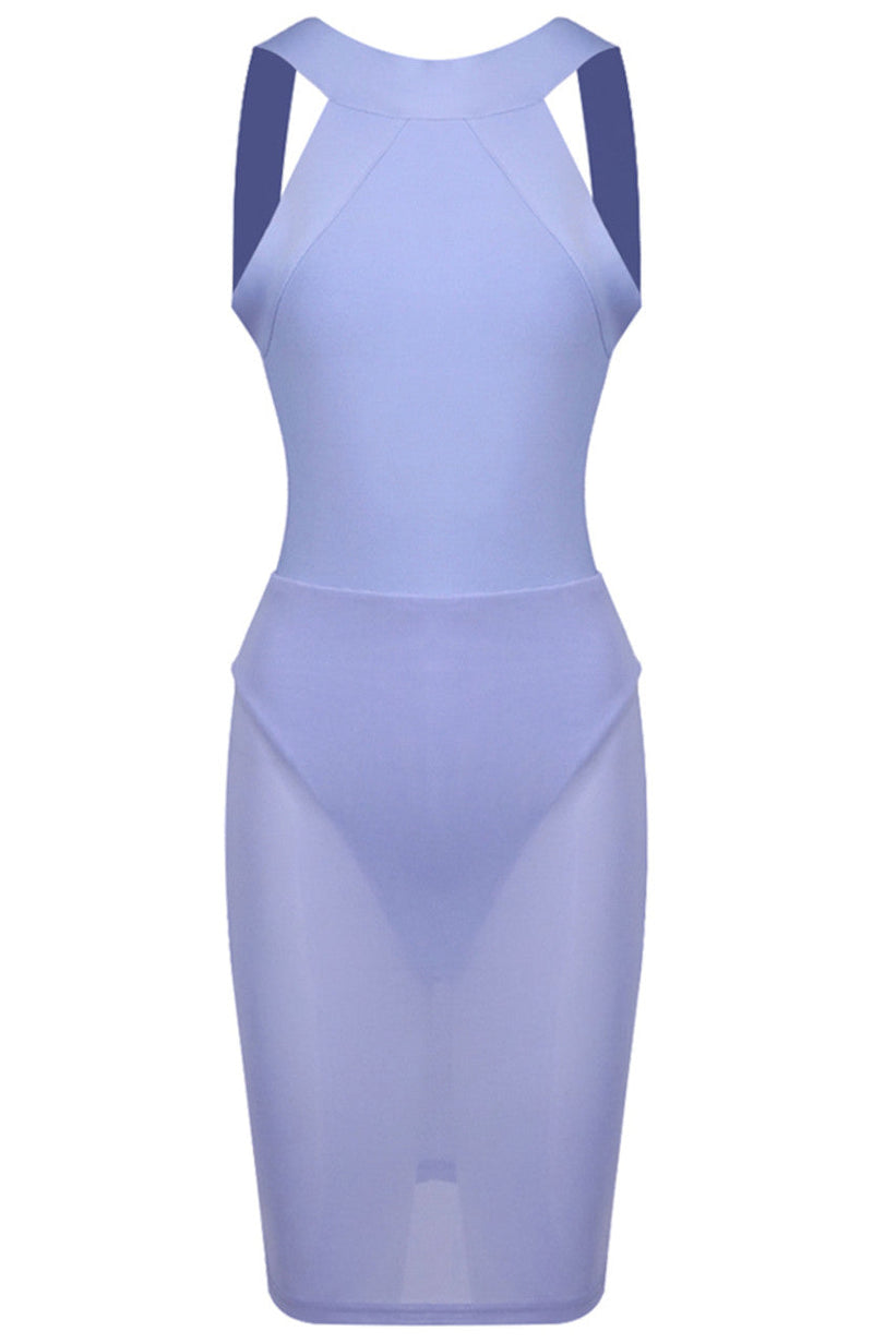 Faeldrin Halter Backless Bandage Midi Dress In Lavender