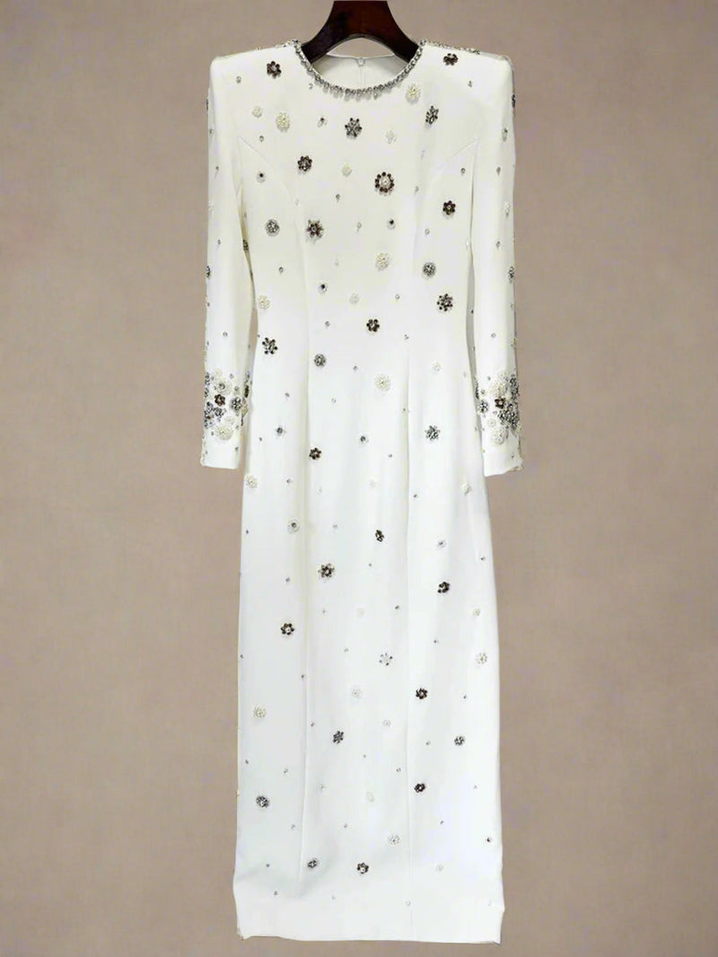 Agrafena Crystal Embellished Maxi Dress In Black