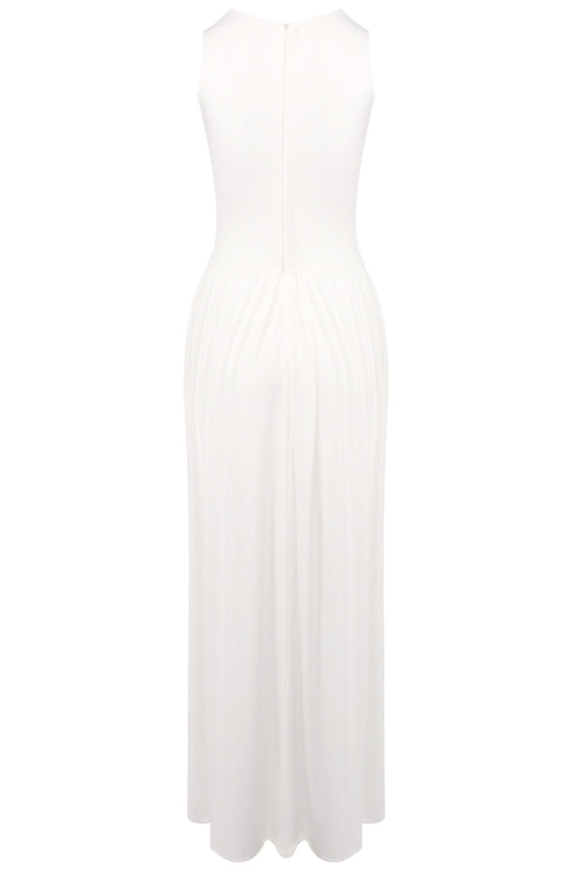 Paeltrix Draped Design Maxi Dress In White