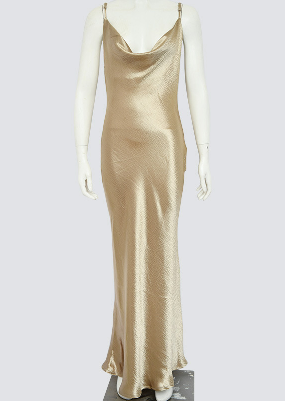 Kairo Satin Backless Maxi Dress In Gold