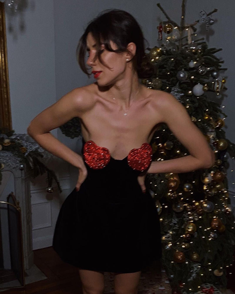 Deirdre Crystal Heart Mini Dress