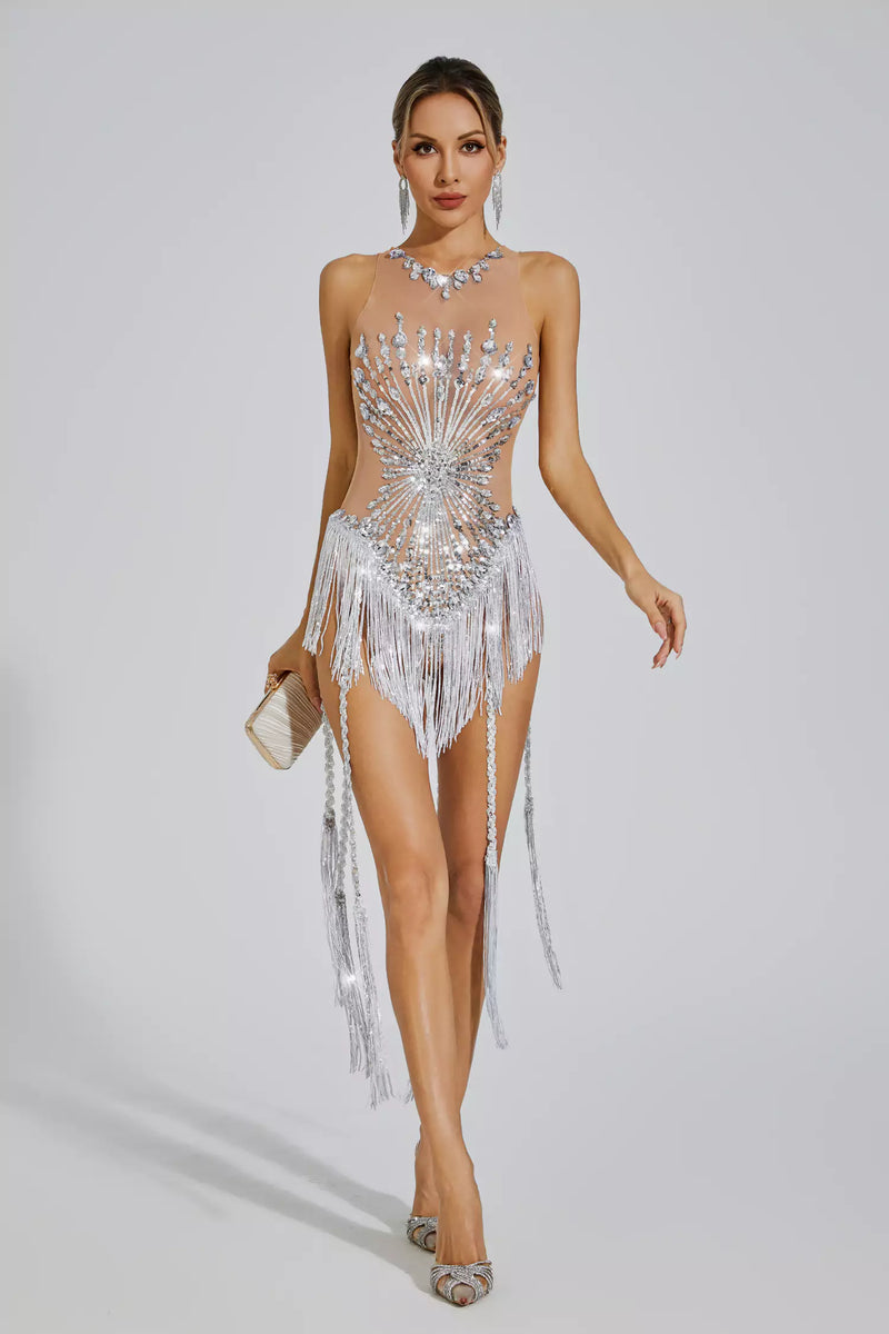 Salama Crystal Fringe Bodysuit