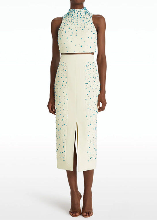 Angie Turquoise Embellished Two Piece Set