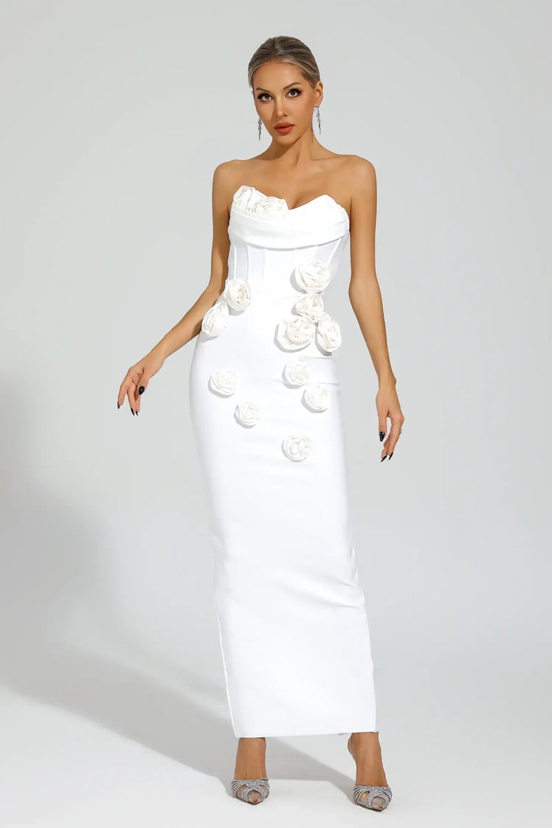Kater Strapless Flower Bandage Dress