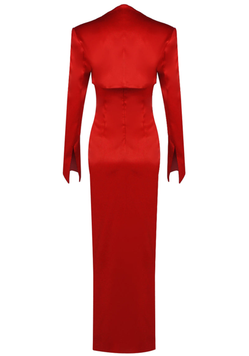 Bexlen Long Sleeve Floral Maxi Two Piece Dress In Red