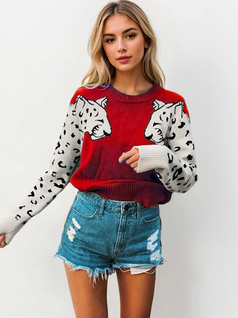 Leopard Round Neck Sweater
