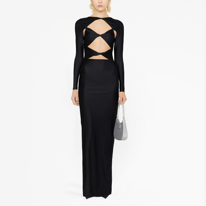 Eliana Twisted Long-Sleeve Cutout Maxi Dress