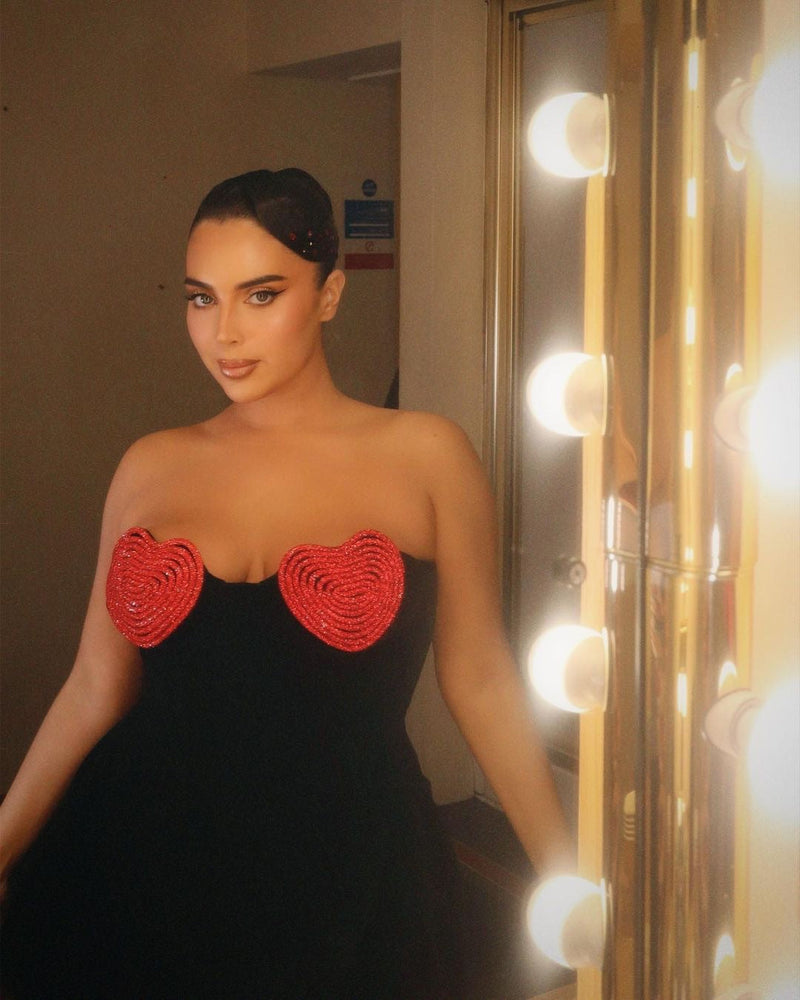 Deirdre Crystal Heart Mini Dress