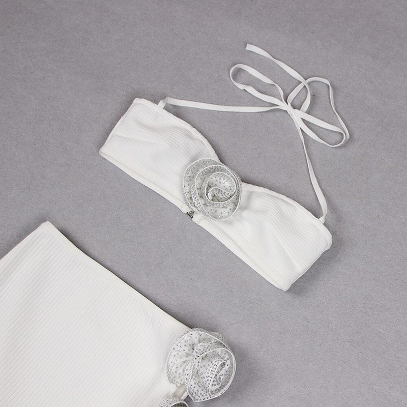 Ensley Embellished Top With High-Low Dress In White