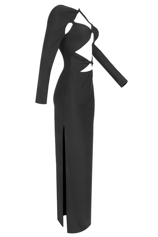 Eliana Twisted Long-Sleeve Cutout Maxi Dress