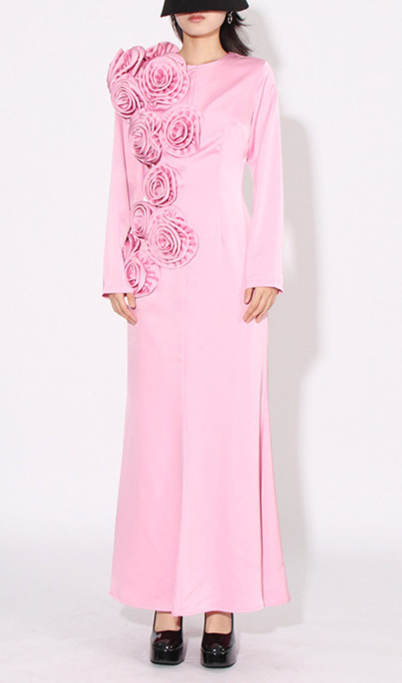 Garina Flower Maxi Dress In Pink