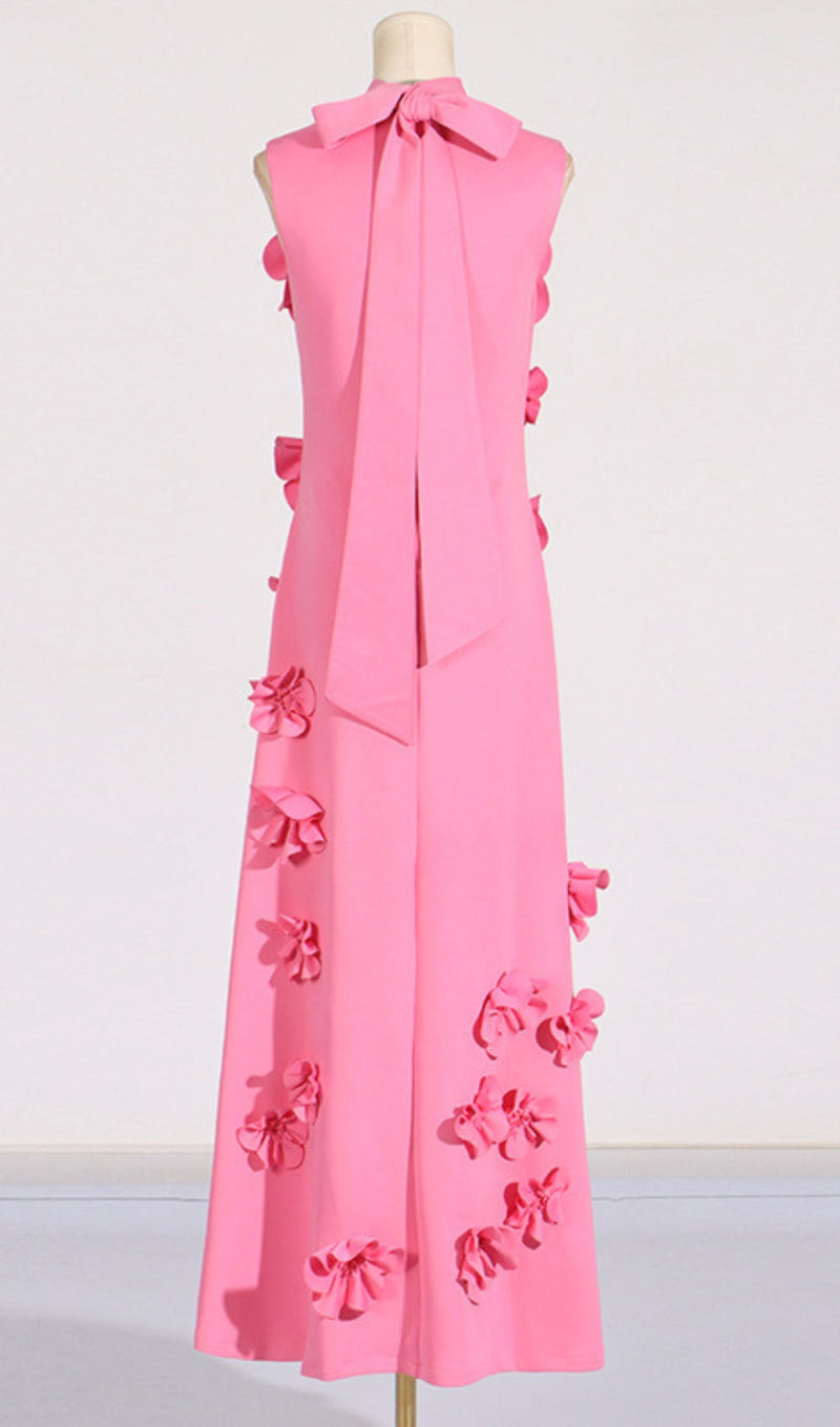 Hank Flower Embellished Maxi Dress In Pink