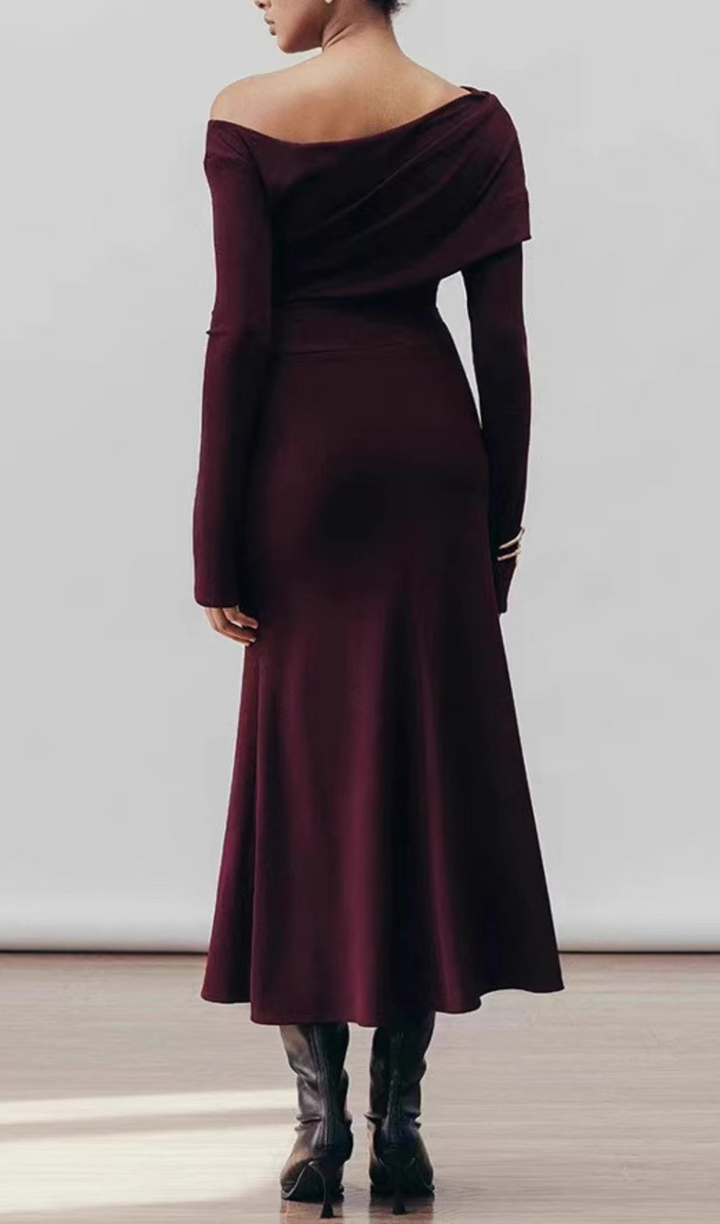 Macsen Draped Maxi Dress In Burgundy