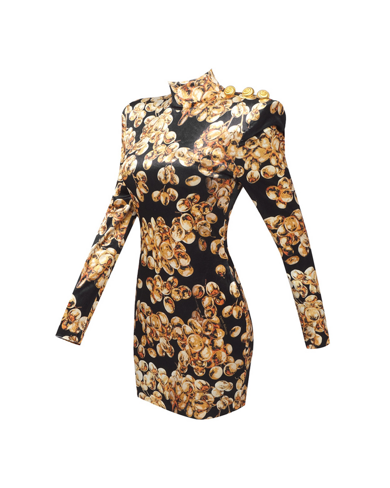 Pallavi Three-Dimensional Pattern Velvet Mini Dress In Gold