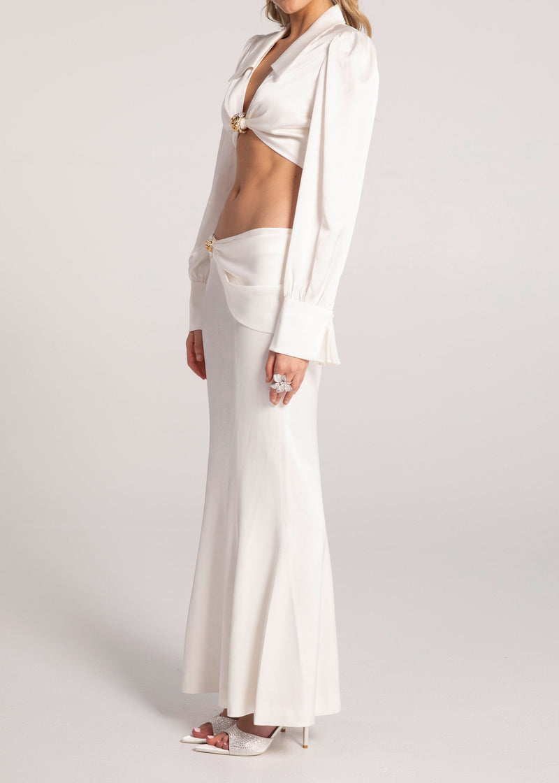 Jalynne Shirt Midi Dress Set In White