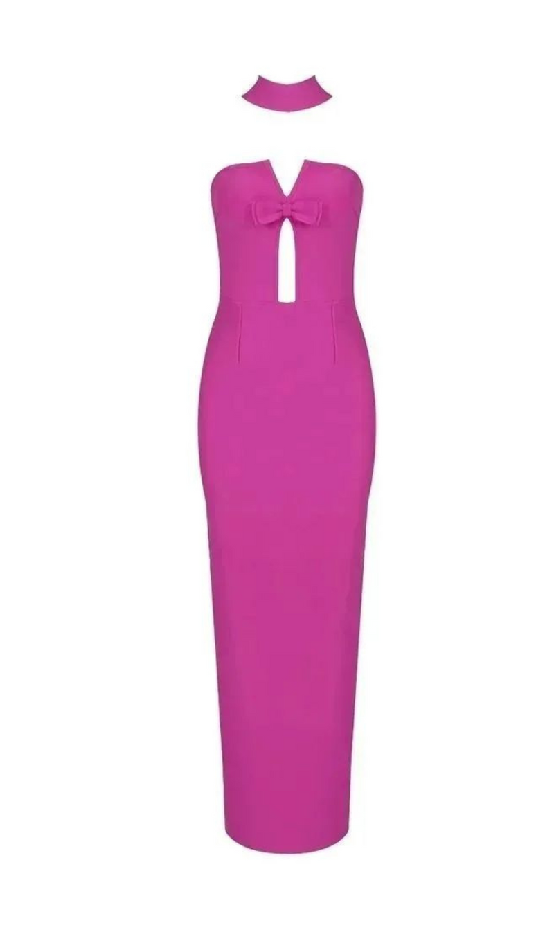 Neal Strapless Cutout Maxi Bandage Dress In Pink