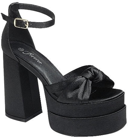 Satin Showstopper Platform Heels Black