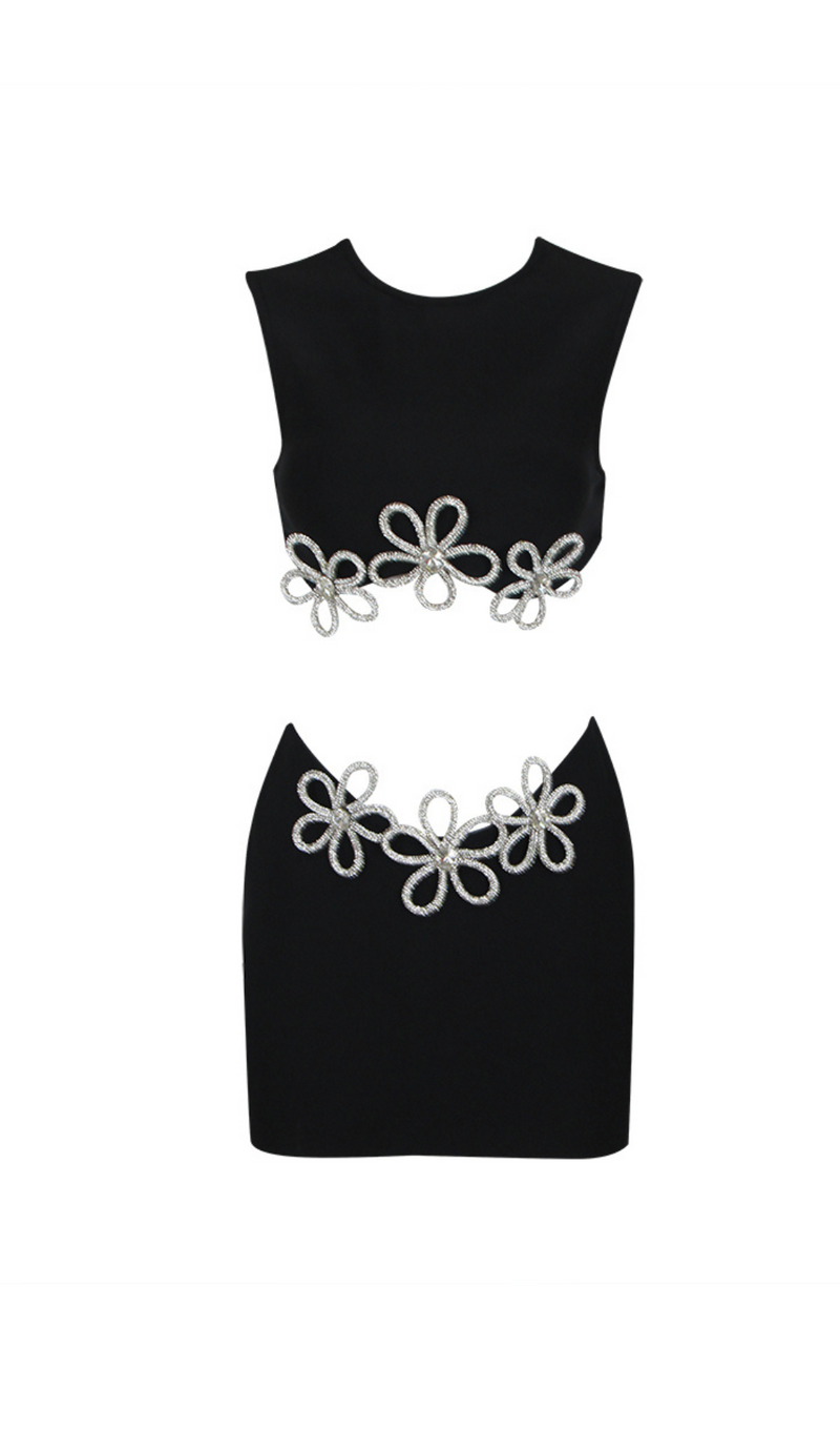 Kiwis Cutout Sleeveless Hot Rhinestone Set