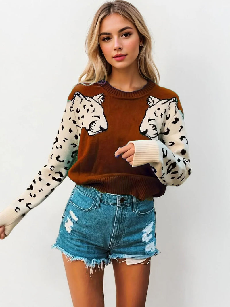Leopard Round Neck Sweater