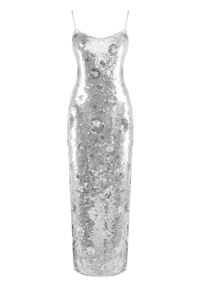 Jaelara Floral Sequined Strap Maxi Dress In Sequin