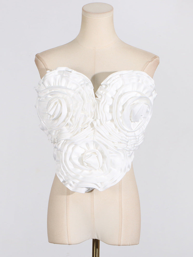 Caitlin 3D Flower Top In Red