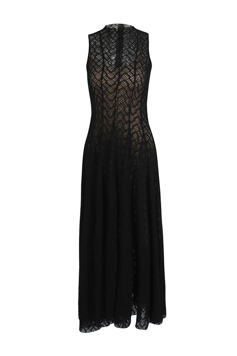 Eryndel Lace Sleeveless Maxi Dress In Black