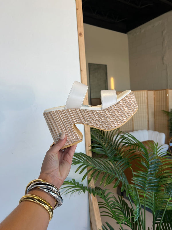 Western Haven Platform Heels White