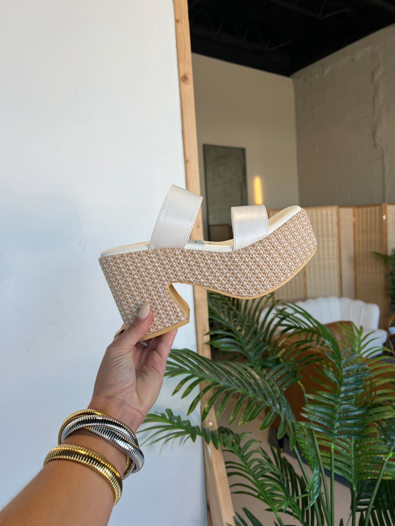 Western Haven Platform Heels White