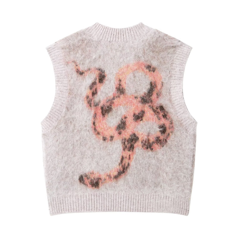 V-Neck Bristle Effect Jacquard Vest