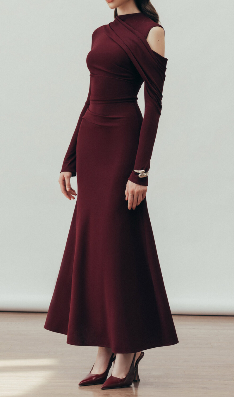 Cinzia Draped Maxi Dress In Blackberry
