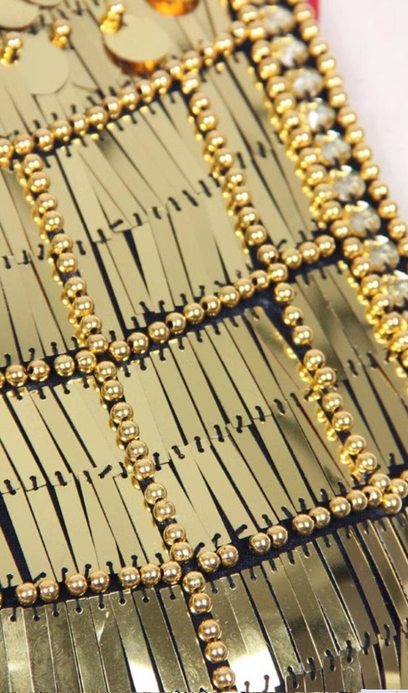 Cow Sequin Bandage Mini Dress In Black