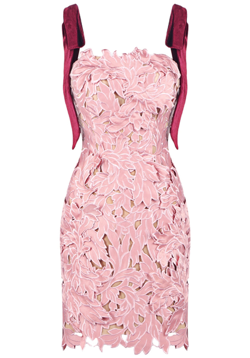 Agaton Floral 3D Mini Dress In Pink