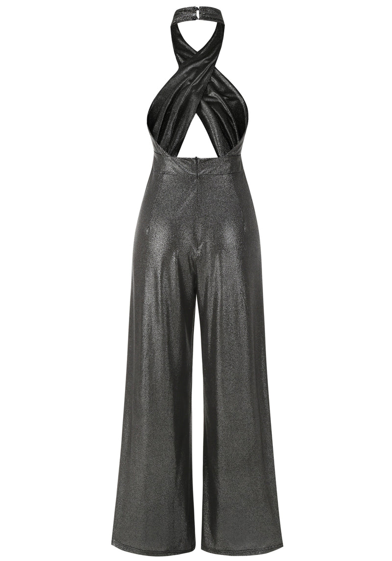 Aendria Halter Backless Jumpsuit In Grey