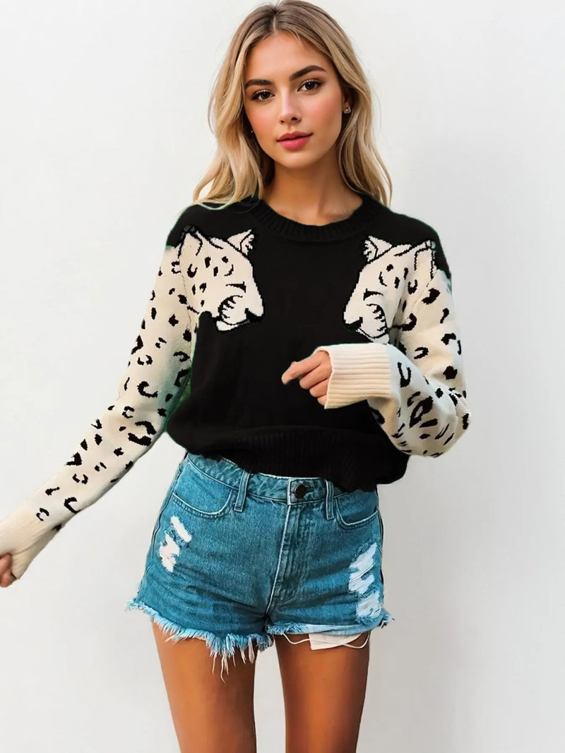 Leopard Round Neck Sweater