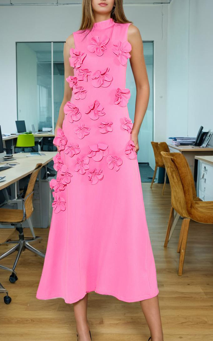 Hank Flower Embellished Maxi Dress In Pink