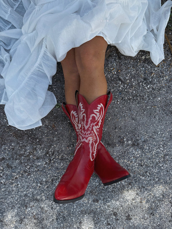 American Cherry Western Cowboy Boots Red