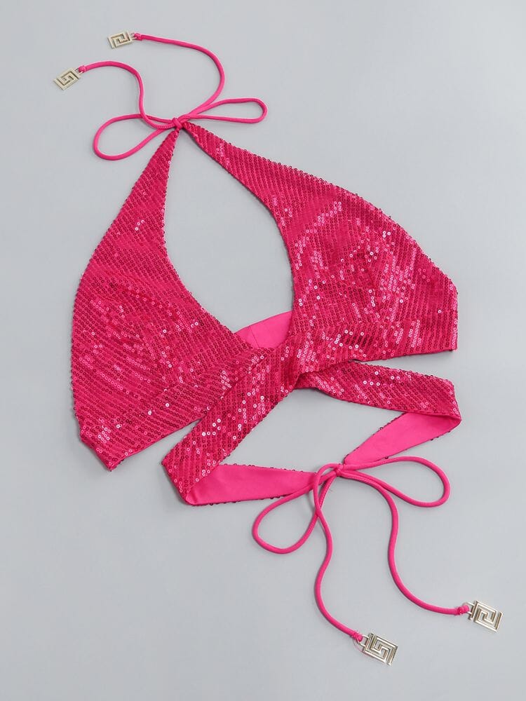 Clemma Sequin Cutout Suit In Pink