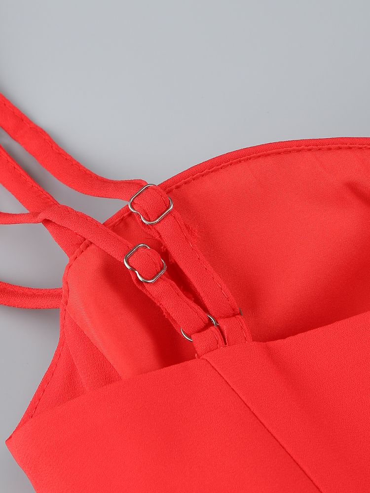 Serge Corset Frill Skirt Maxi Dress In Red