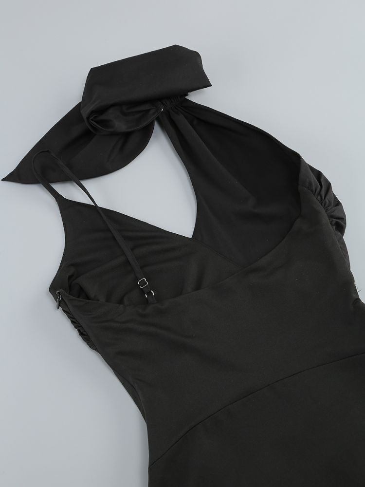 Hanne Crossover-Neck Mini Dress