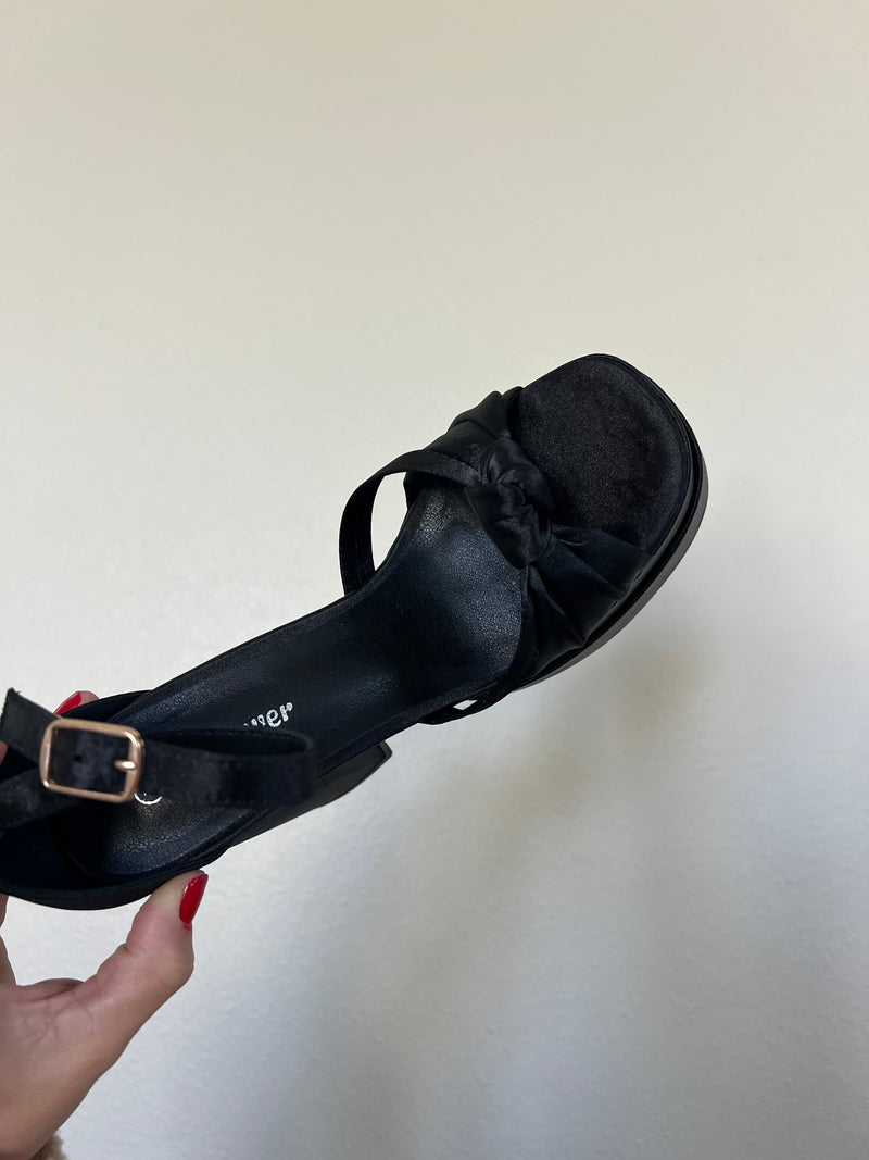Satin Showstopper Platform Heels Black
