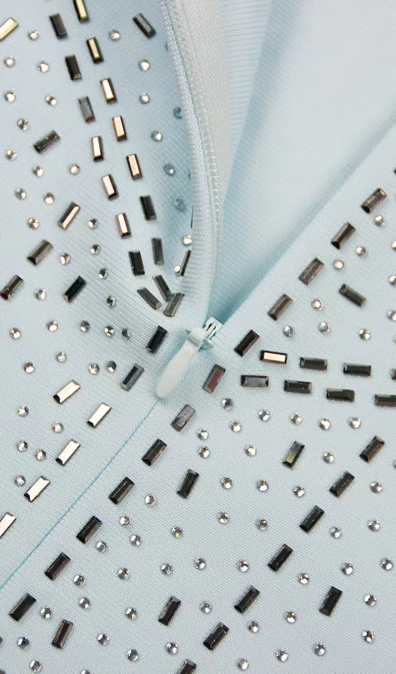 Romelle Crystal Embellished Cutout Halter Bodycon Dress