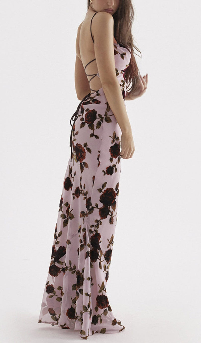 Cleon Backless Maxi Dress In Pink
