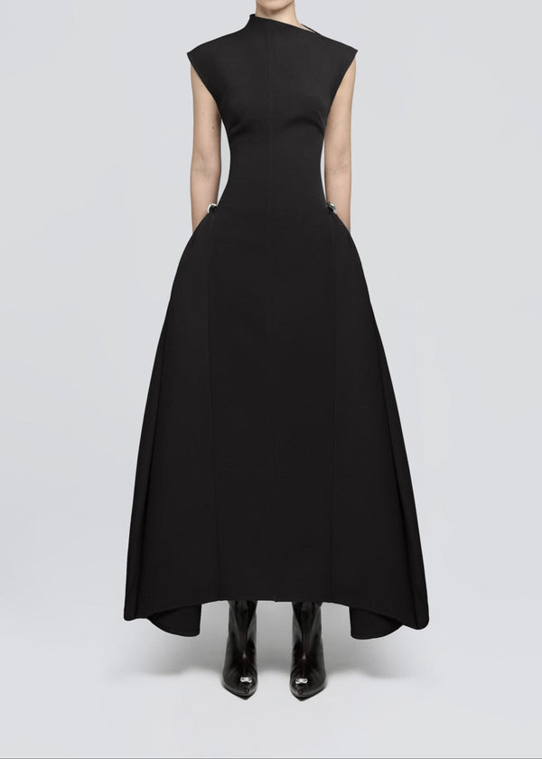 Quintus Sleeveless Irregular Hem Maxi Dress In Black