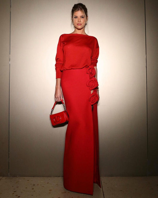 Bethany Floral-Appliqué Midi Skirt