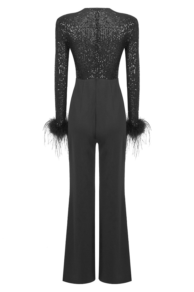 Frances Sequin Feather Jumpsuit