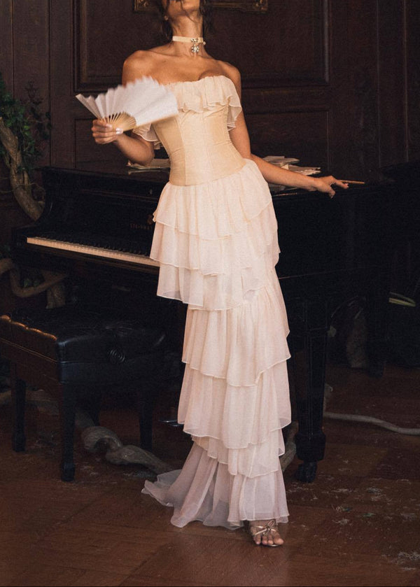 Koper Corseted Chiffon Maxi Dress Two-Piece Set