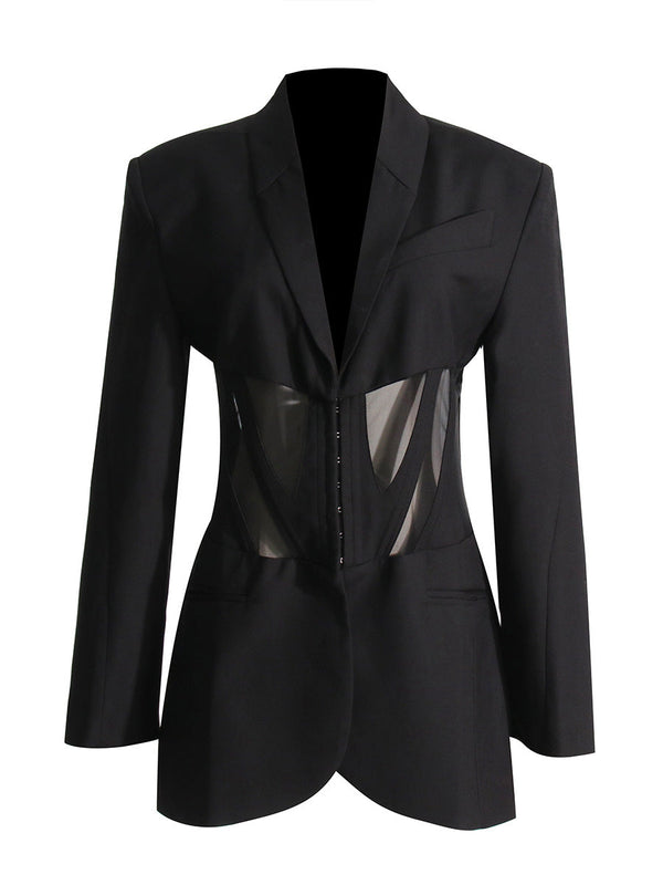 Flavio V-Neck Corset Jacket In Black
