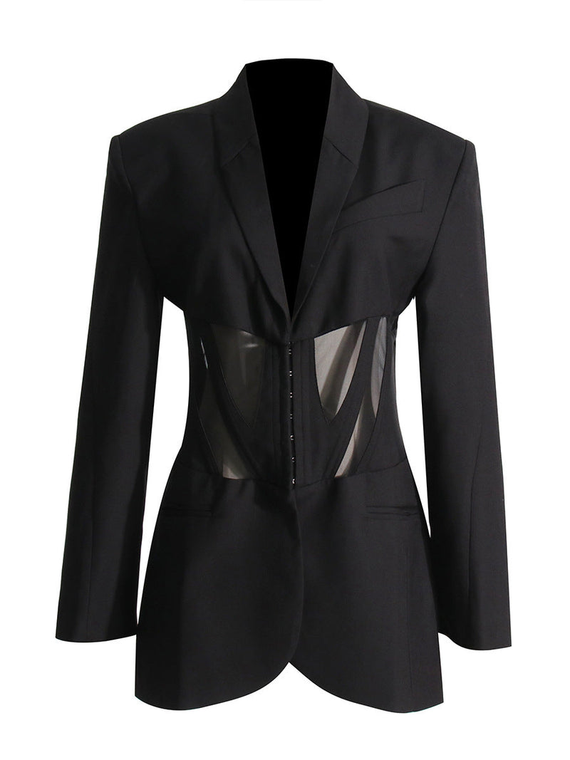 Flavio V-Neck Corset Jacket In Black