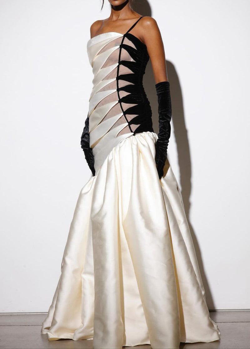 Riven Strapless Cutout Fishtail Maxi Dress