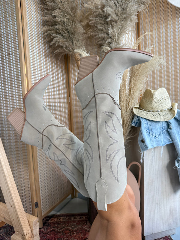 Ashton Western Cowboy Boots Taupe